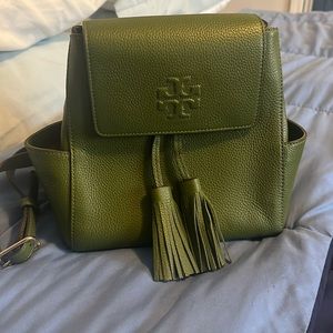 Tory Burch | Court Green Tassle-Accent Thea Leather Mini Backpack